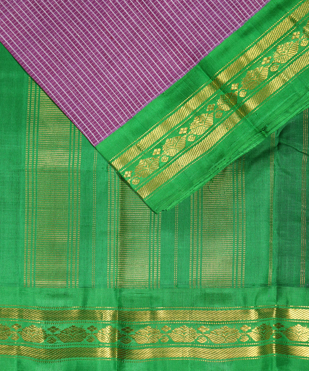 Plum violet color Gadwal cotton saree