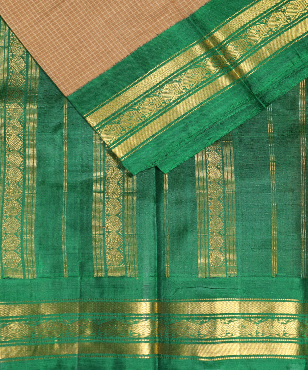 Peanut brown color Gadwal cotton saree