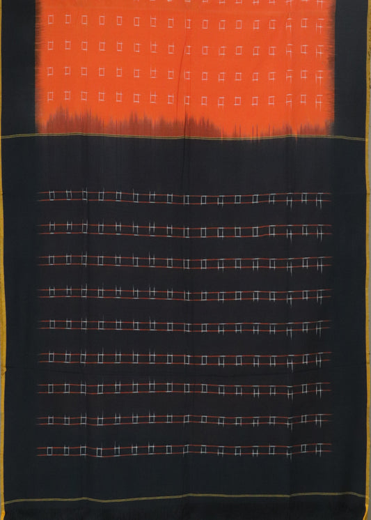 Tiger orange color pochampally cotton saree