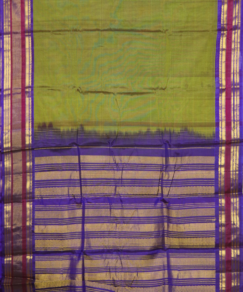 Olive green Handloom Gadwal SICO saree