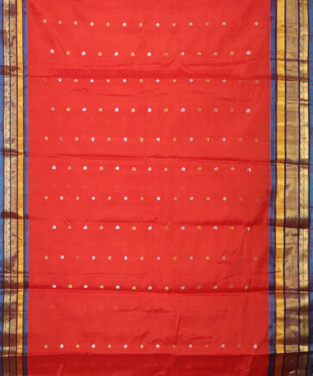 Candy apple red Handloom Gadwal SICO saree