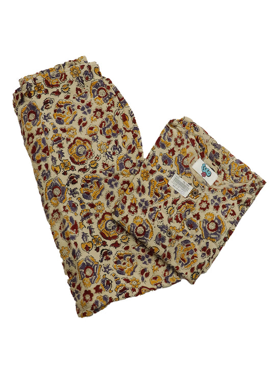 Beige-Multicolor Kalamkari night dress