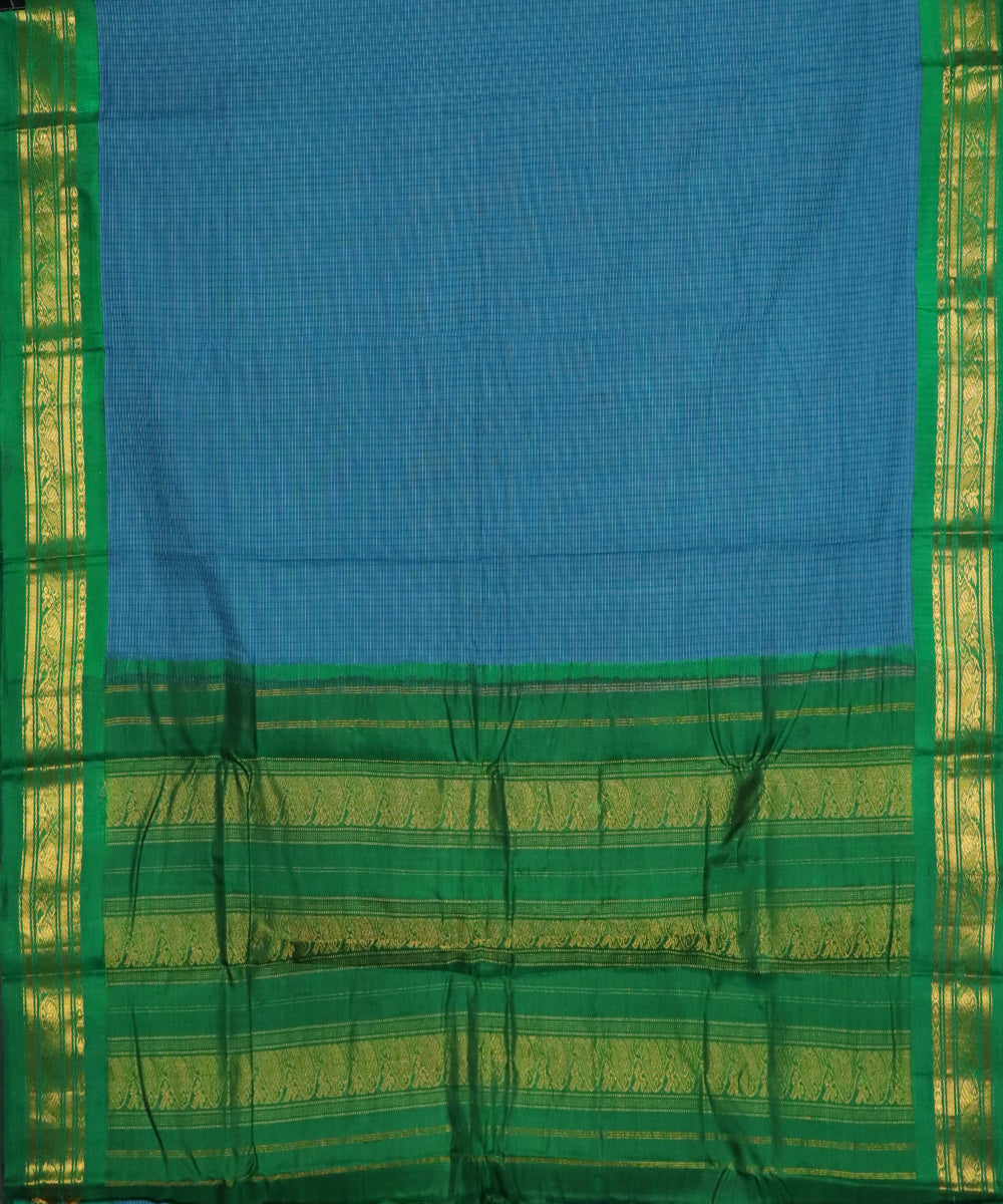 Prussian blue color Gadwal cotton saree