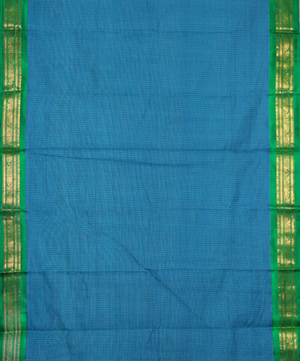 Prussian blue color Gadwal cotton saree