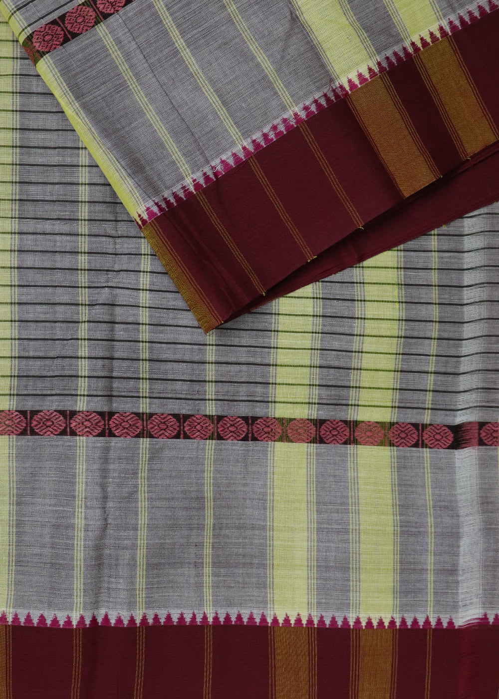 Steel gray color narayanpet 9 yards cotton saree