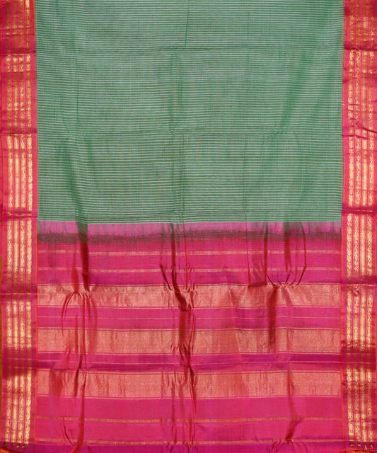 Fern green color Gadwal cotton saree