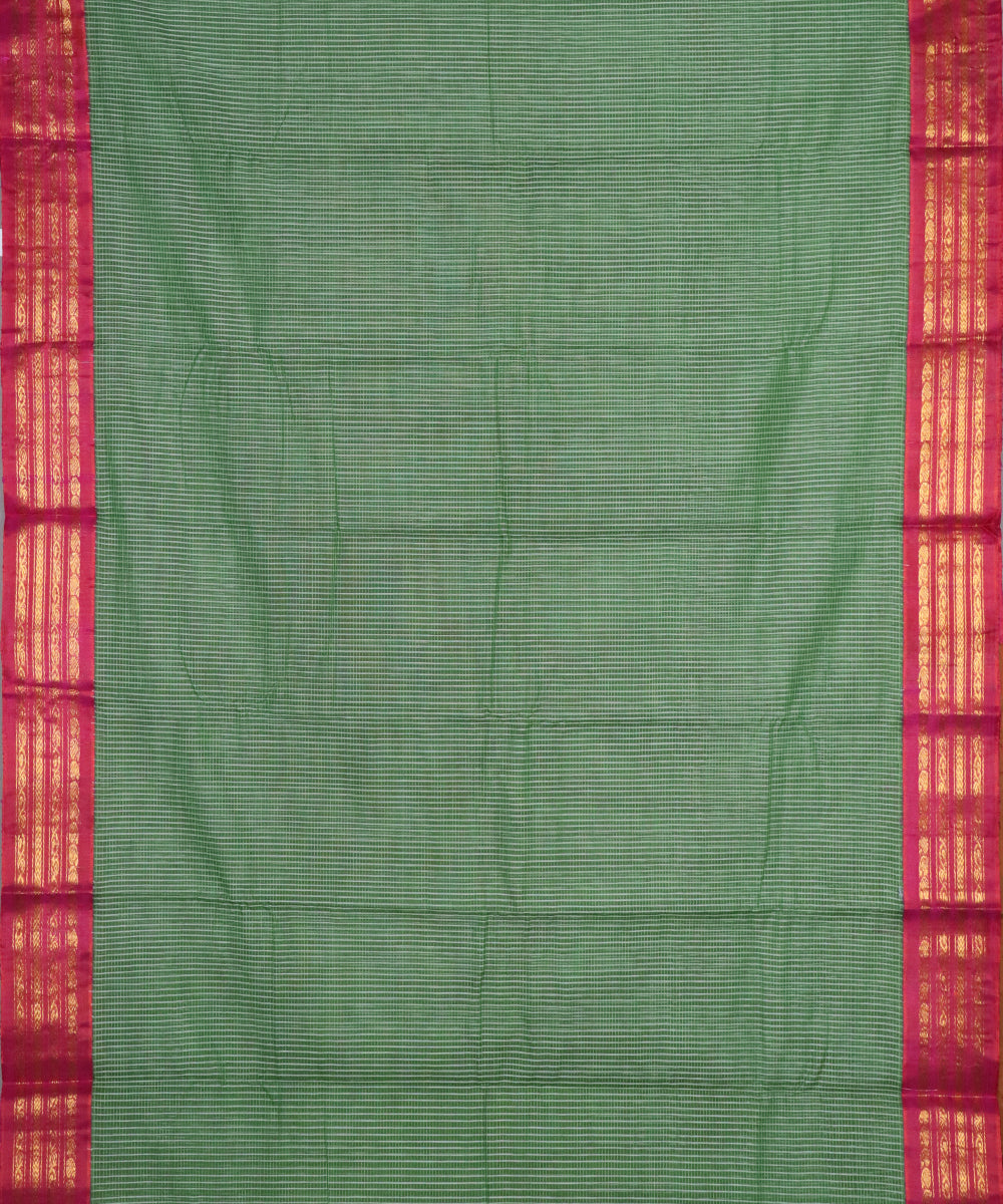 Fern green color Gadwal cotton saree