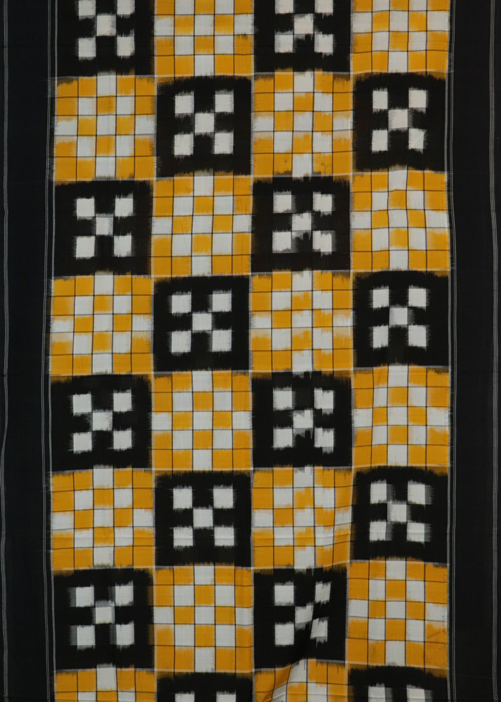 Black color with multi-checkered pochampally cotton saree