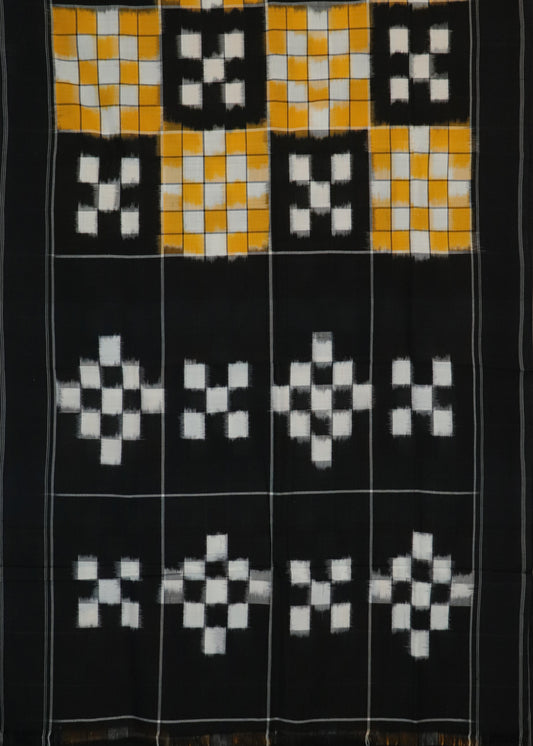 Black color with multi-checkered pochampally cotton saree