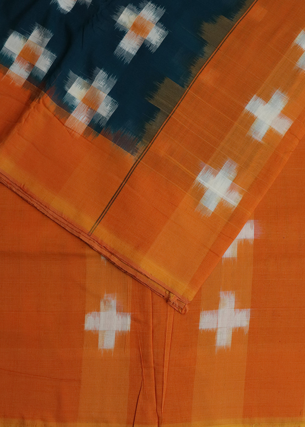 Prussian blue color pochampally cotton saree