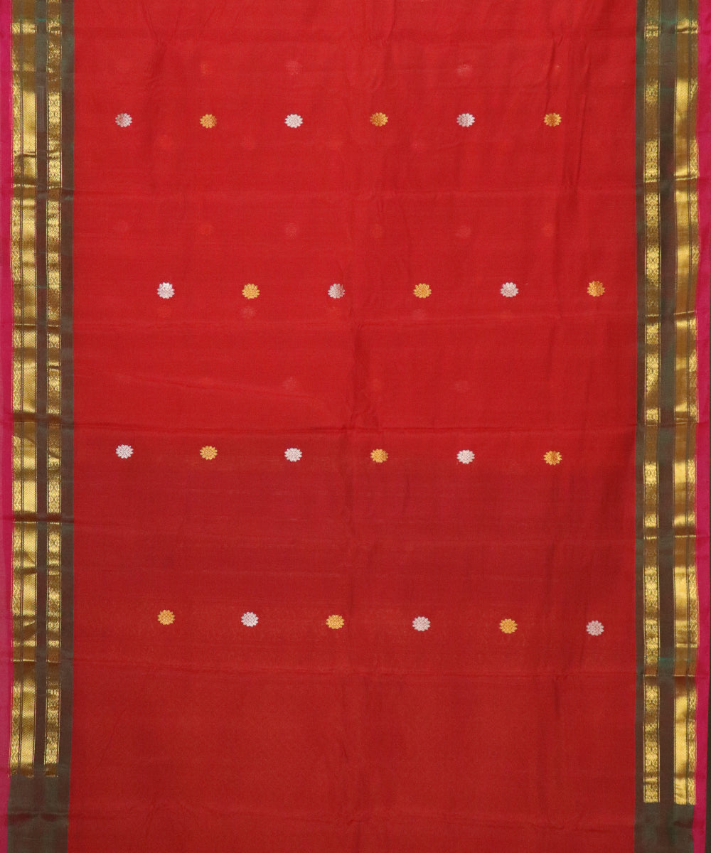 Chilli red Handloom Gadwal SICO saree