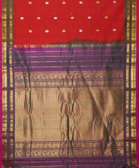 Chilli red Handloom Gadwal SICO saree