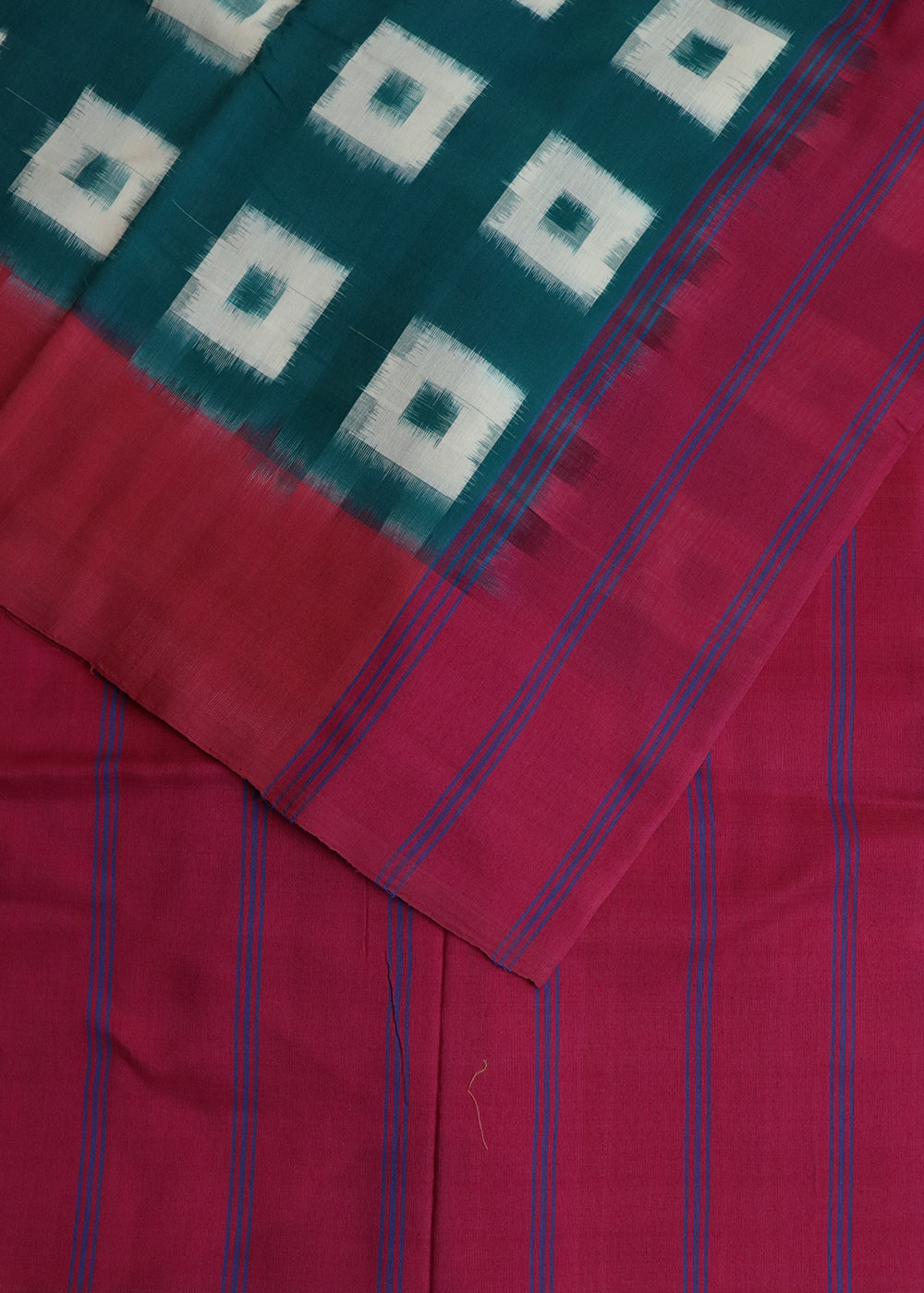 Pine green color pochampally cotton saree