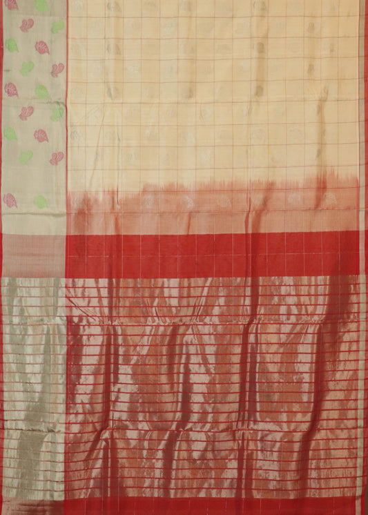 Peach color handloom venkatagiri sico saree