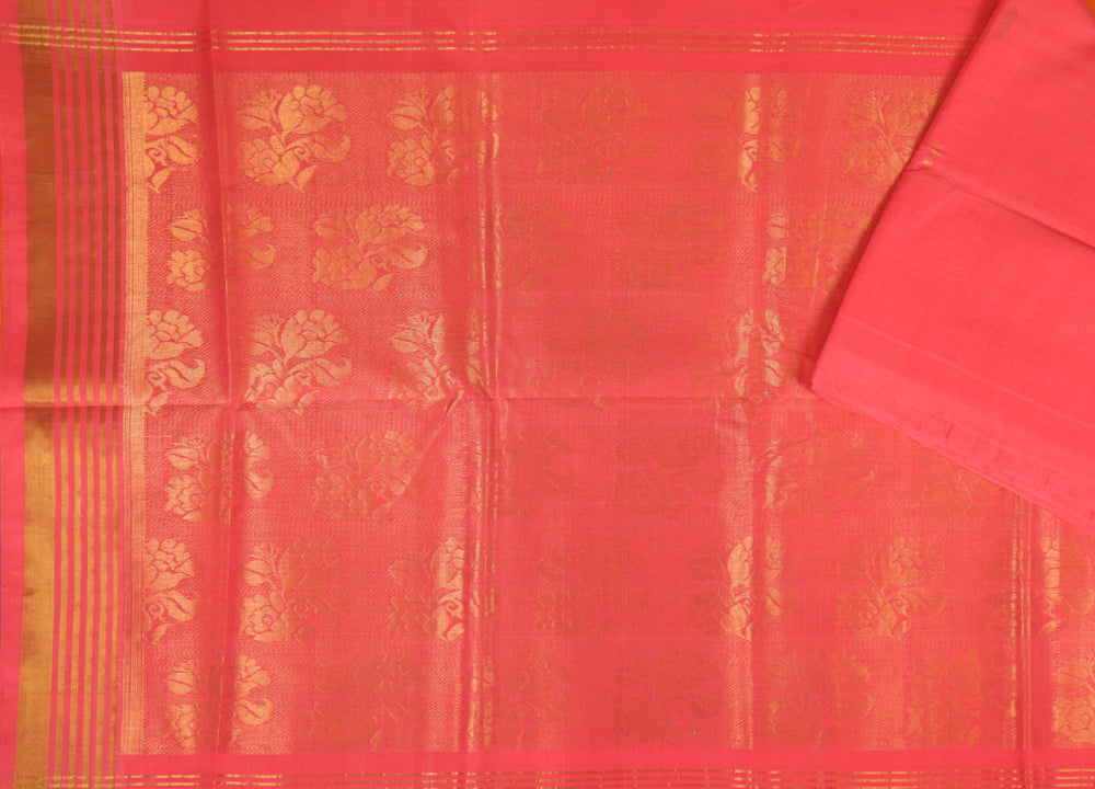 Brick pink handloom Rajahmundry fancy cotton saree