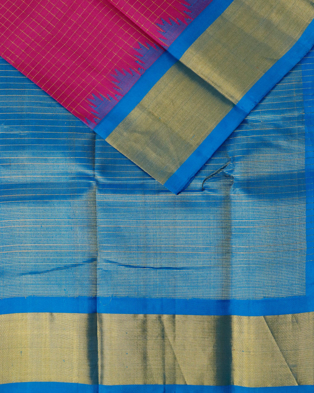 Magenta pink color handloom Gadwal Silk saree