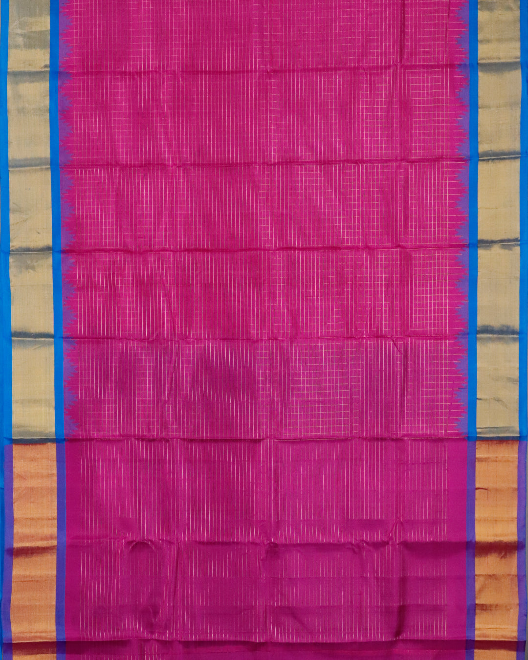 Magenta pink color handloom Gadwal Silk saree