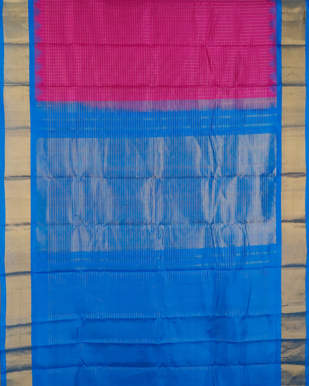 Magenta pink color handloom Gadwal Silk saree