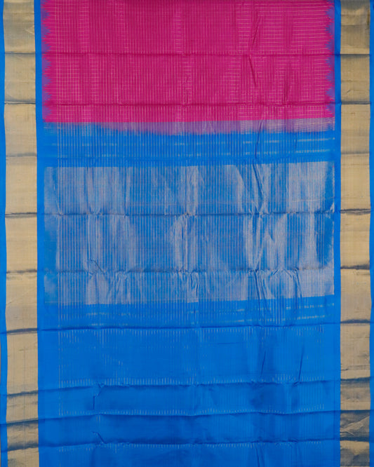 Magenta pink color handloom Gadwal Silk saree