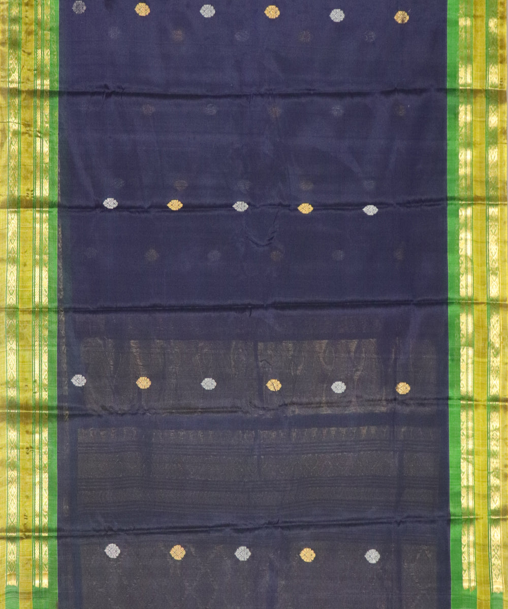 Denim blue Handloom Gadwal SICO saree