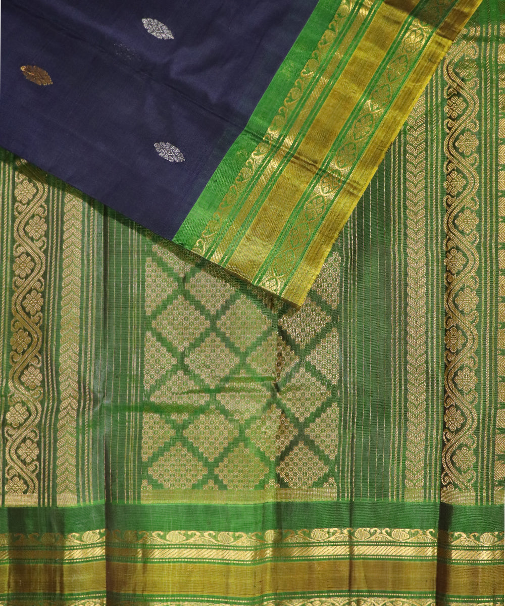 Denim blue Handloom Gadwal SICO saree