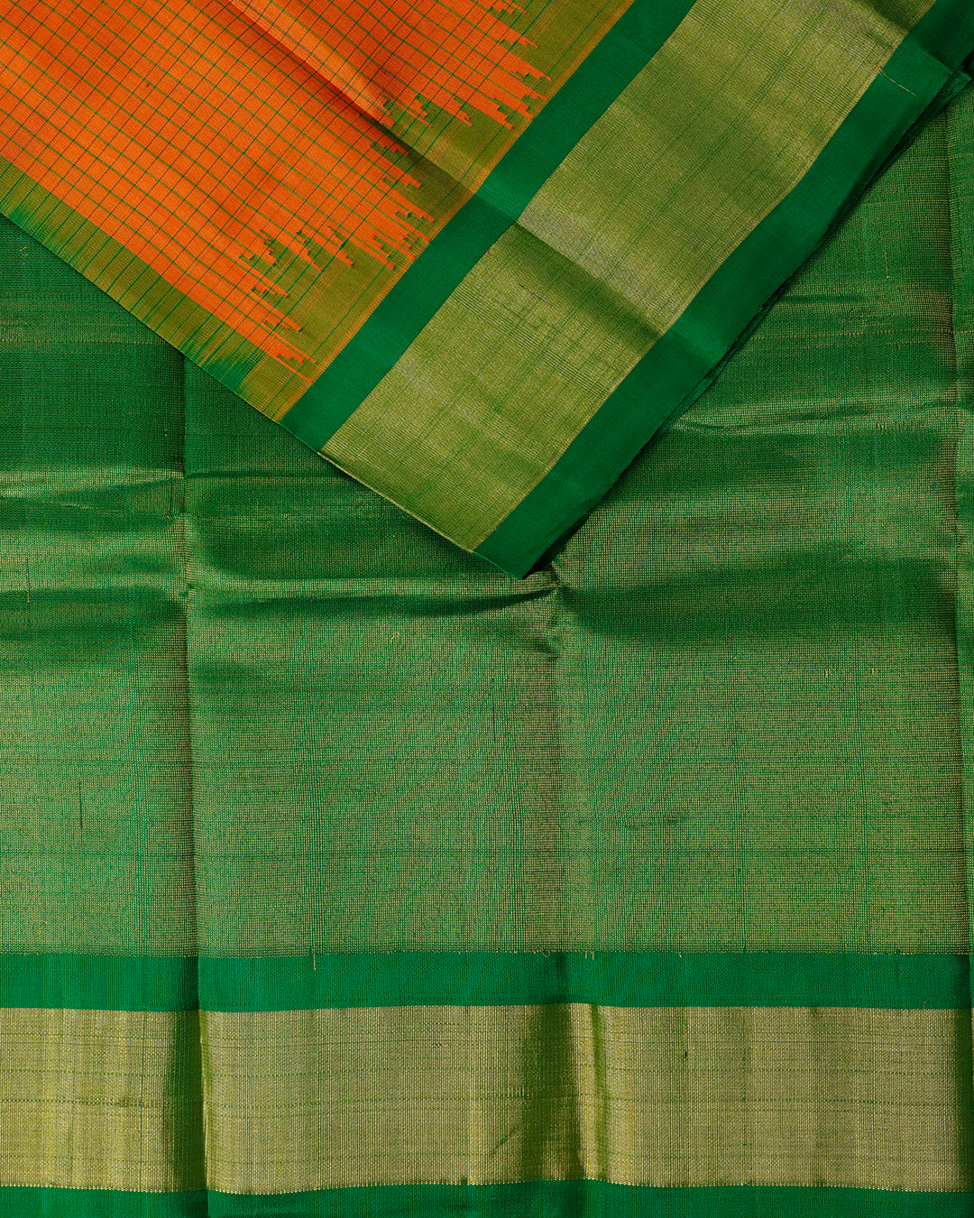 Apricot orange color handloom Gadwal Silk saree