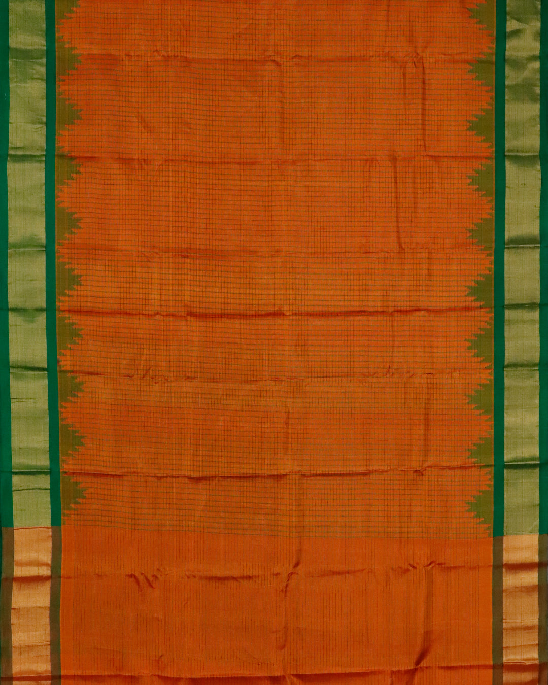 Apricot orange color handloom Gadwal Silk saree