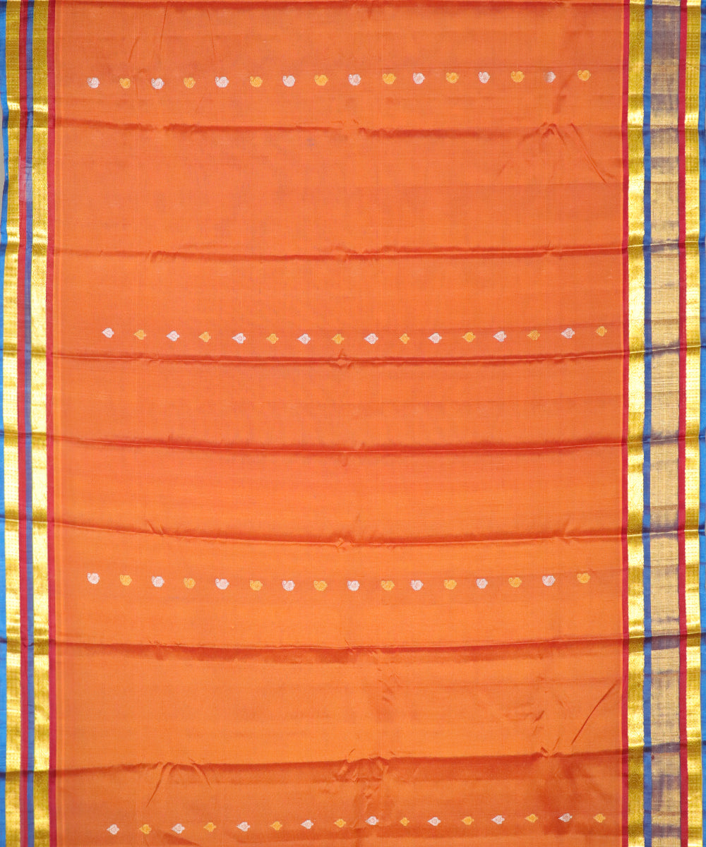 Pumpkin orange Handloom Gadwal SICO saree