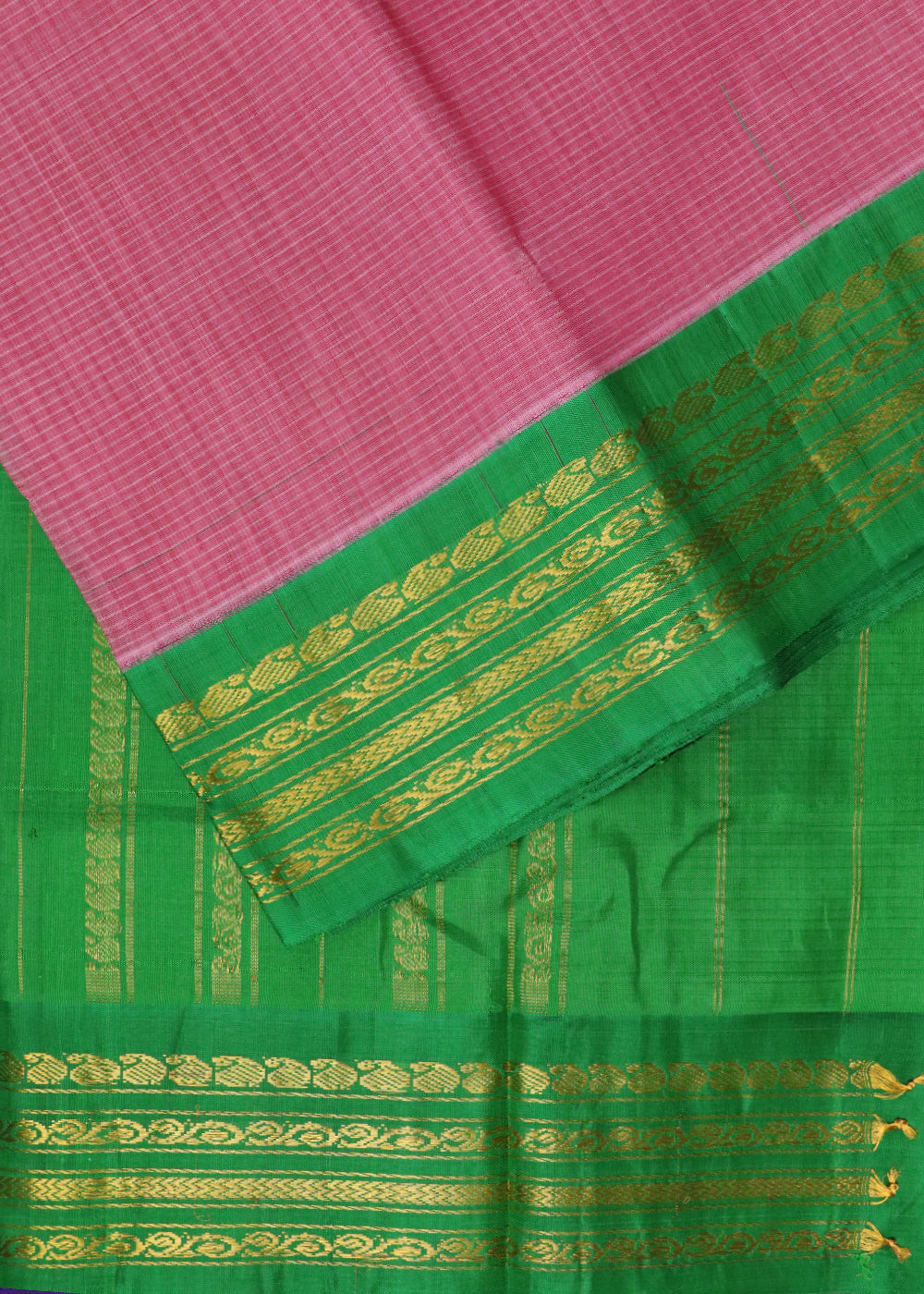 Cerise pink color Gadwal cotton saree