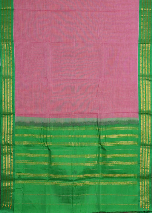 Cerise pink color Gadwal cotton saree