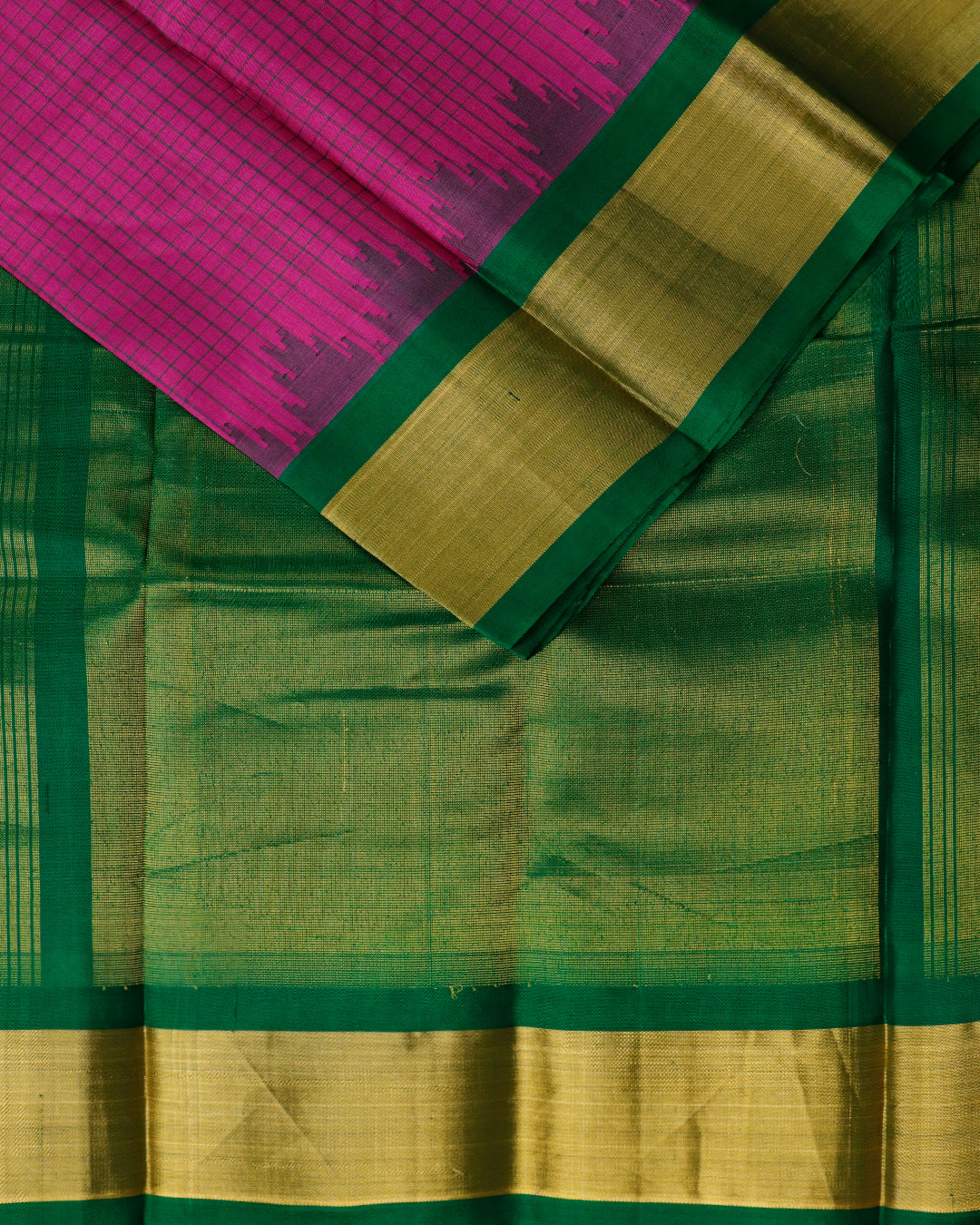 Ruby pink color handloom Gadwal Silk saree