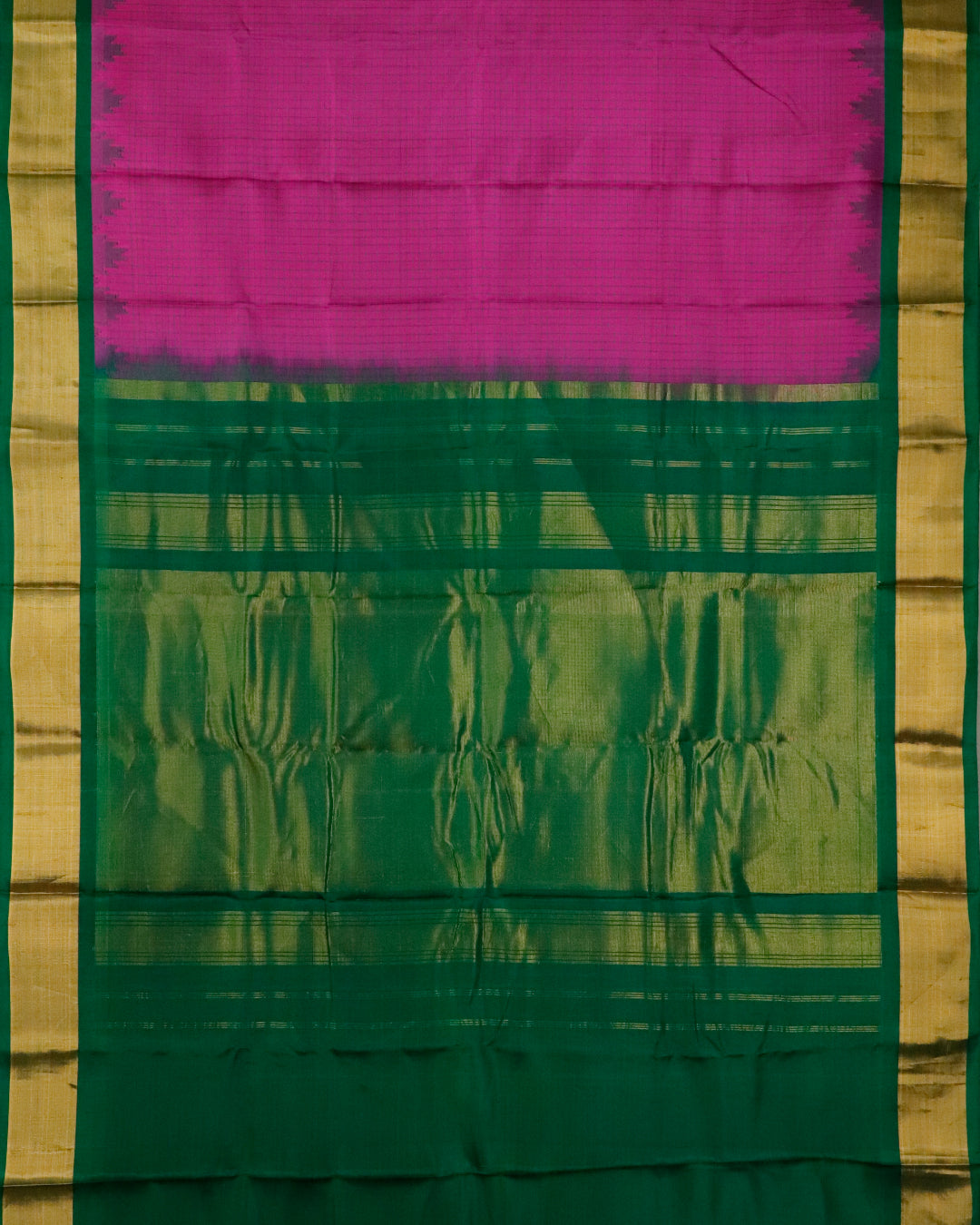 Ruby pink color handloom Gadwal Silk saree