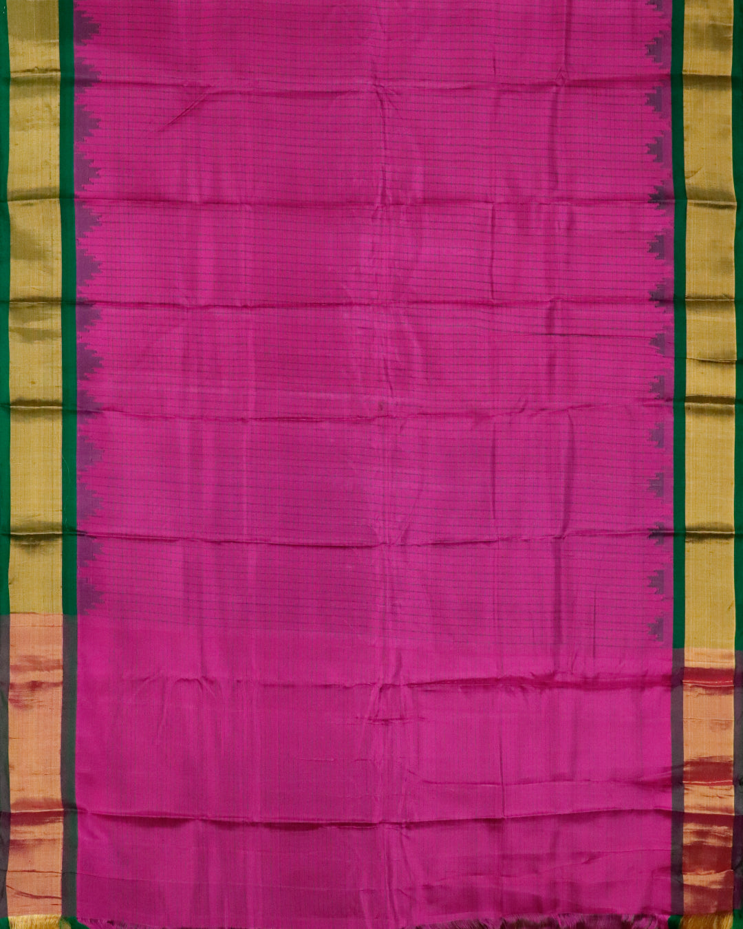 Ruby pink color handloom Gadwal Silk saree