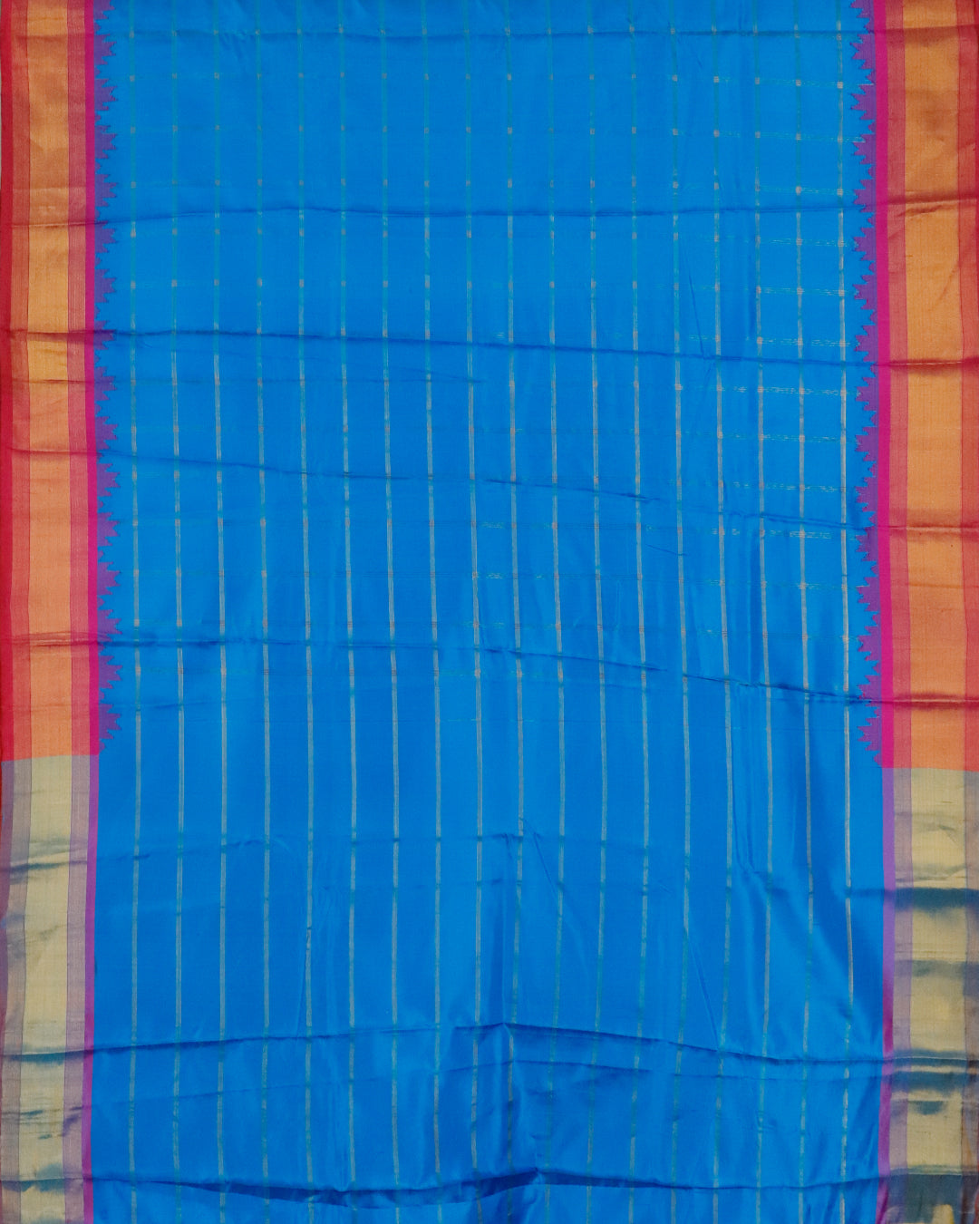 Azure blue color handloom Gadwal Silk saree