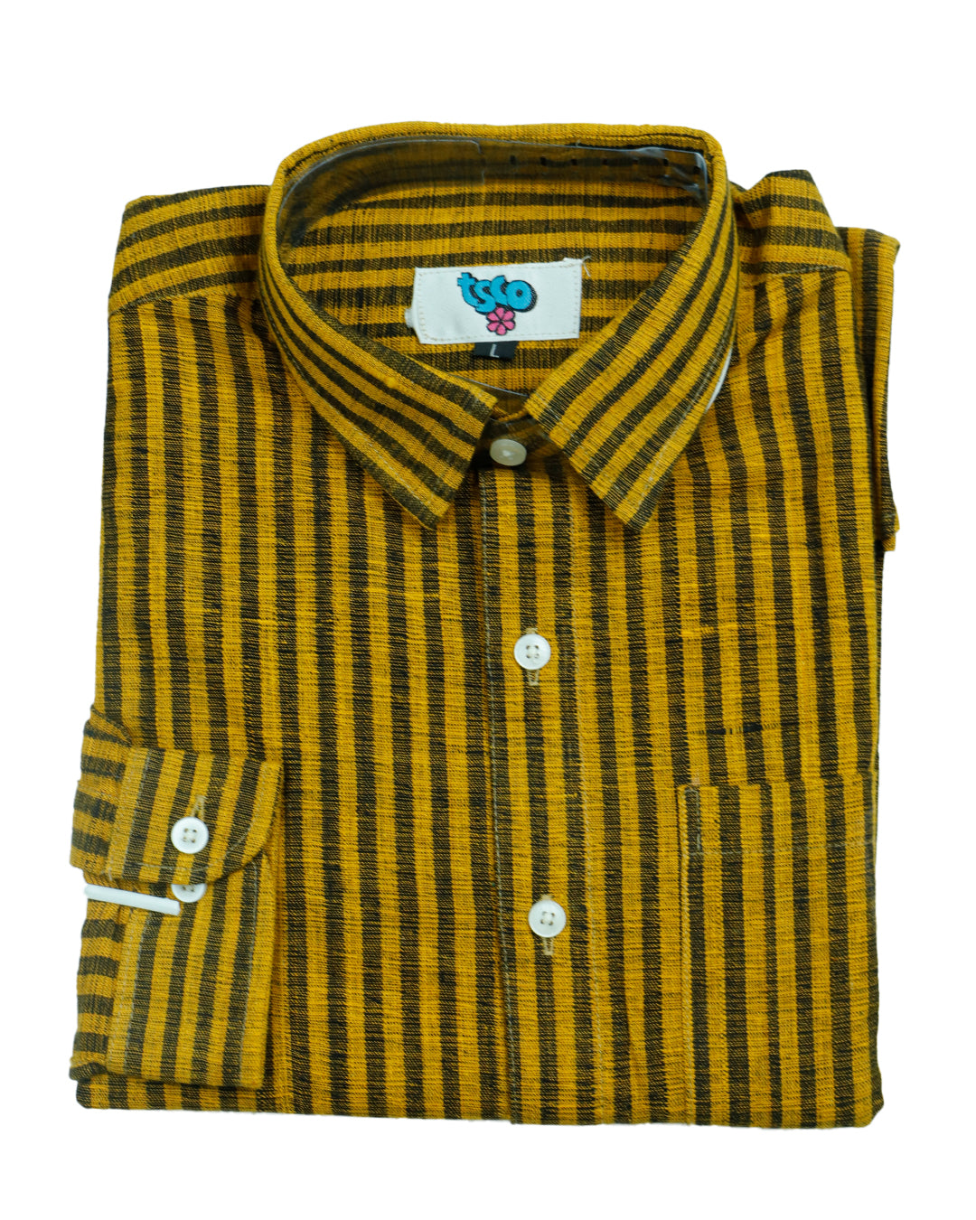 Tuscany yellow color handwoven khadi shirt