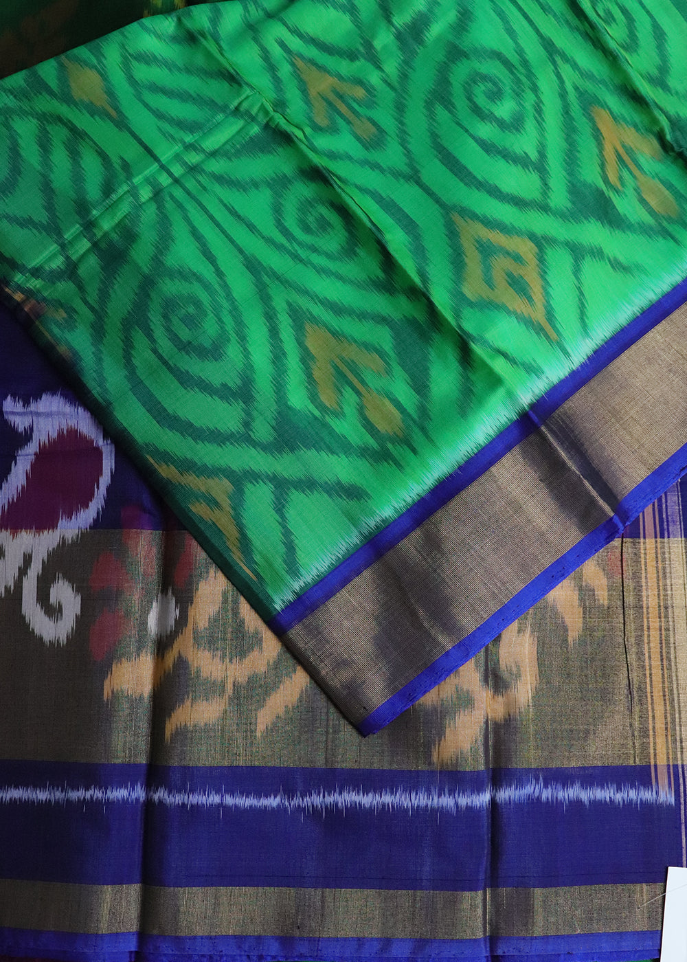 Sea green color handloom pochampally sico saree