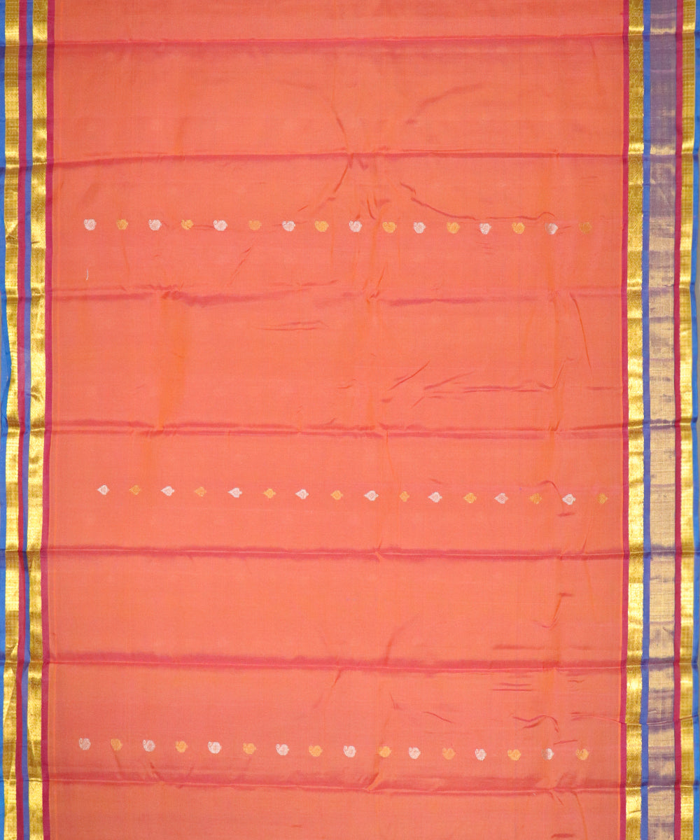 Pumpkin orange Handloom Gadwal SICO saree