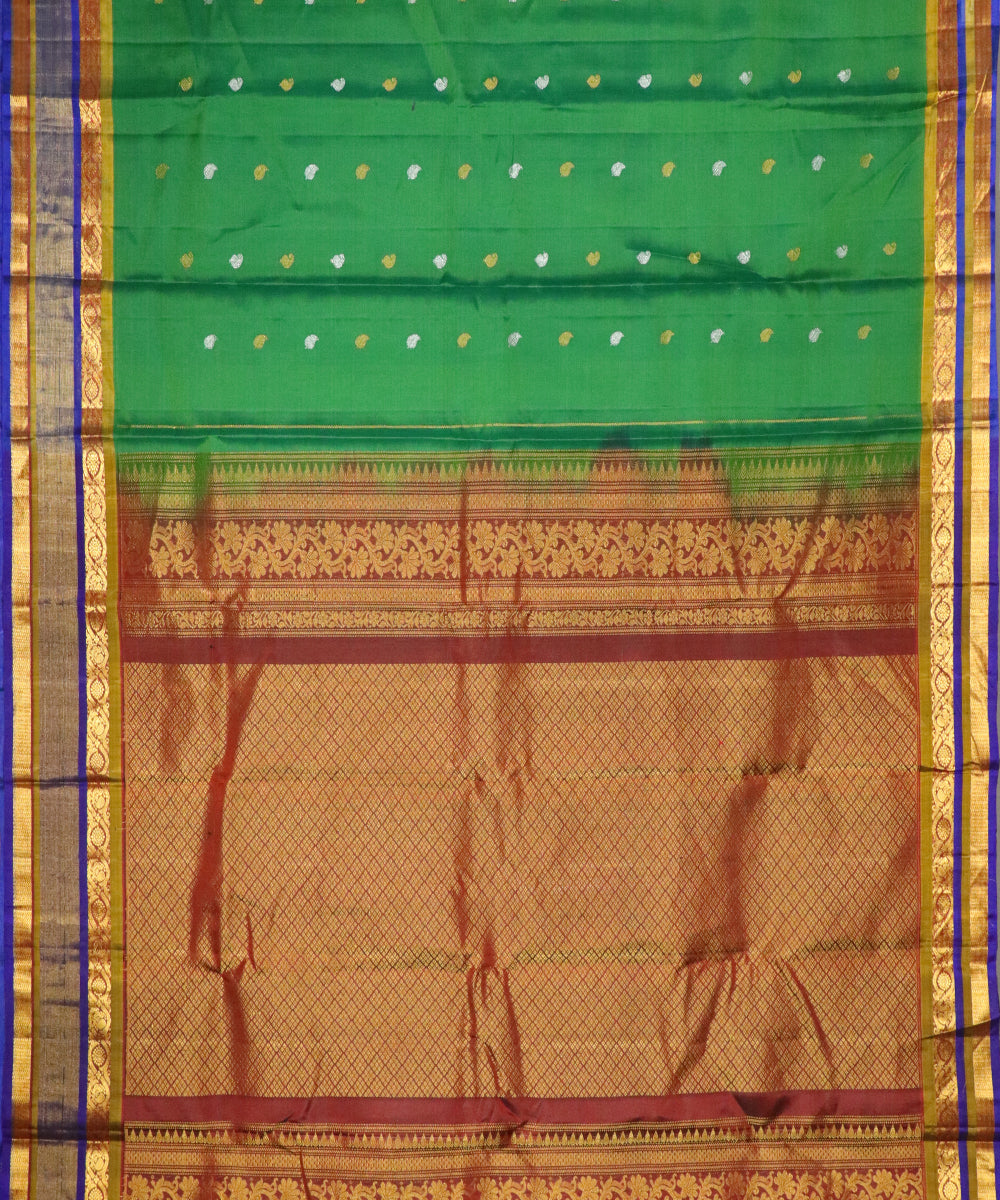 Jade green Handloom Gadwal SICO saree