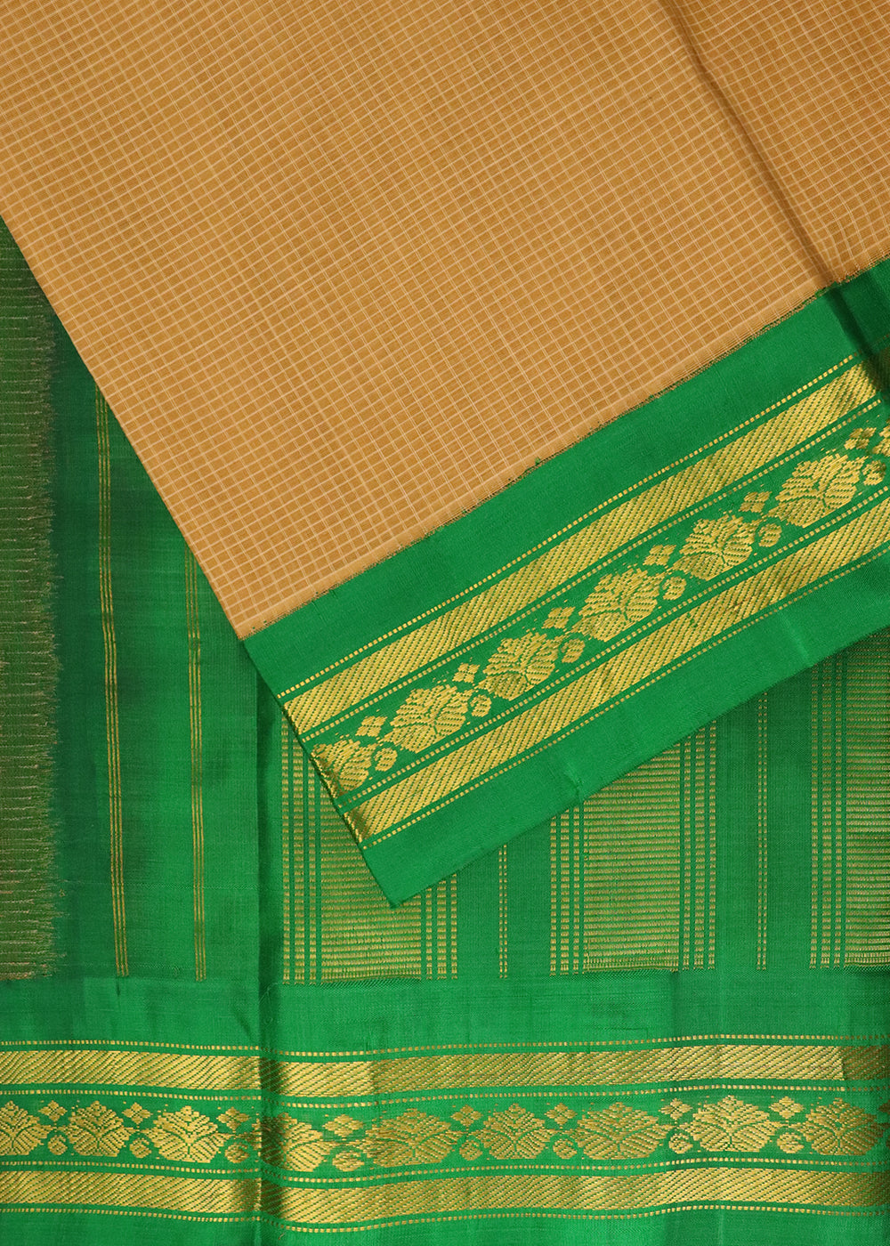 Tawny brown color Gadwal cotton saree