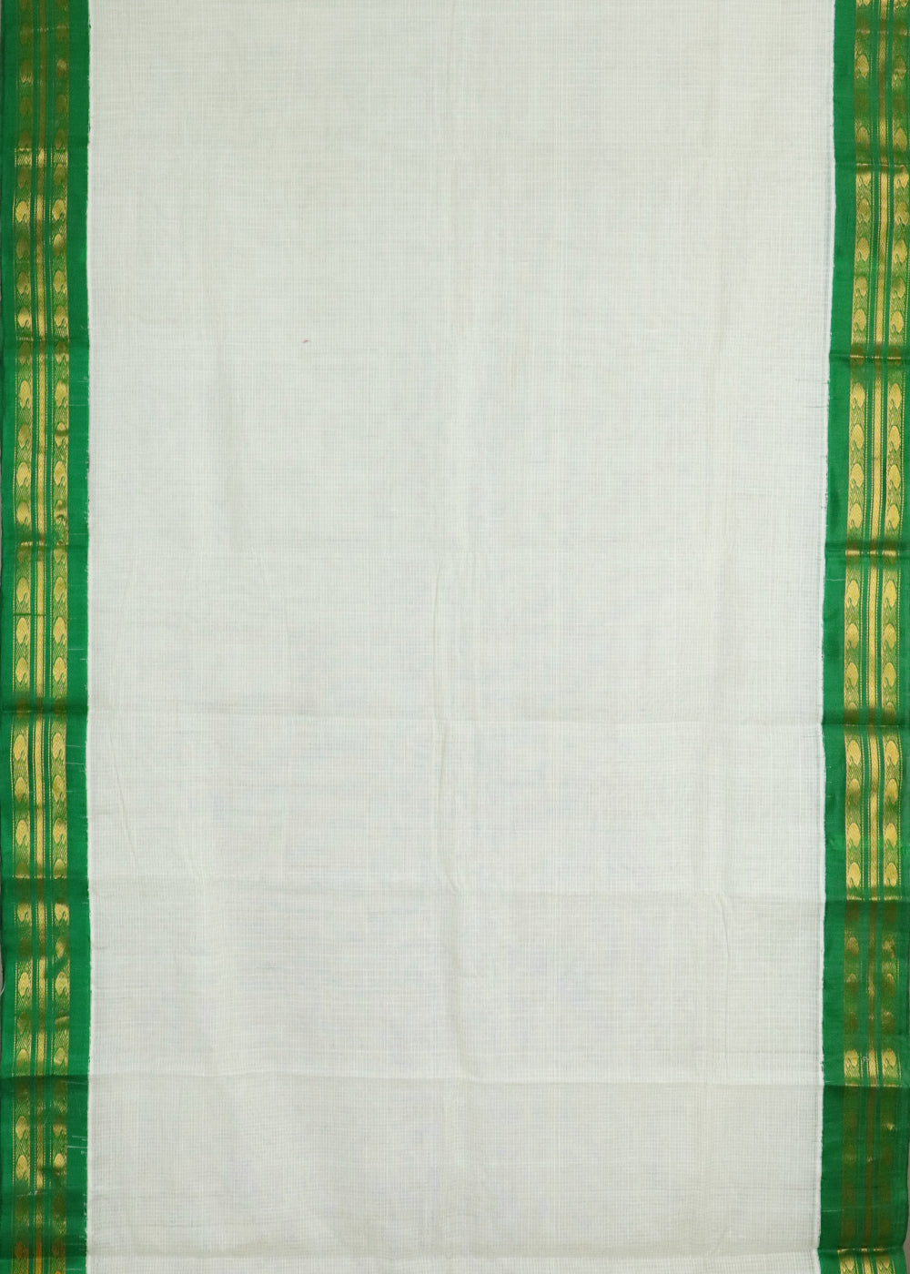 Half white color Gadwal cotton saree