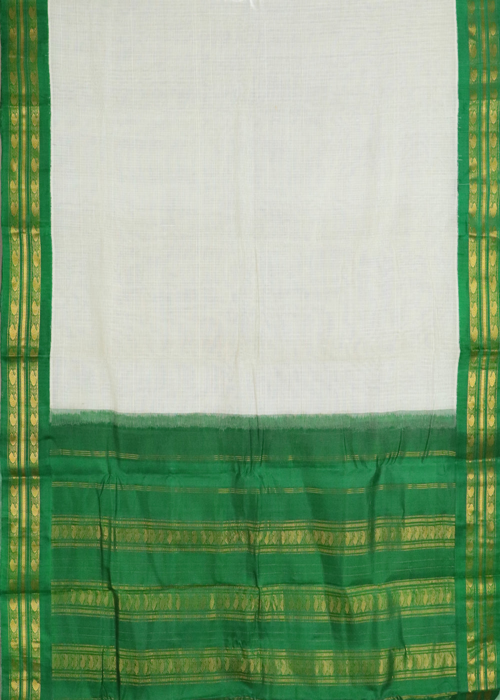 Half white color Gadwal cotton saree