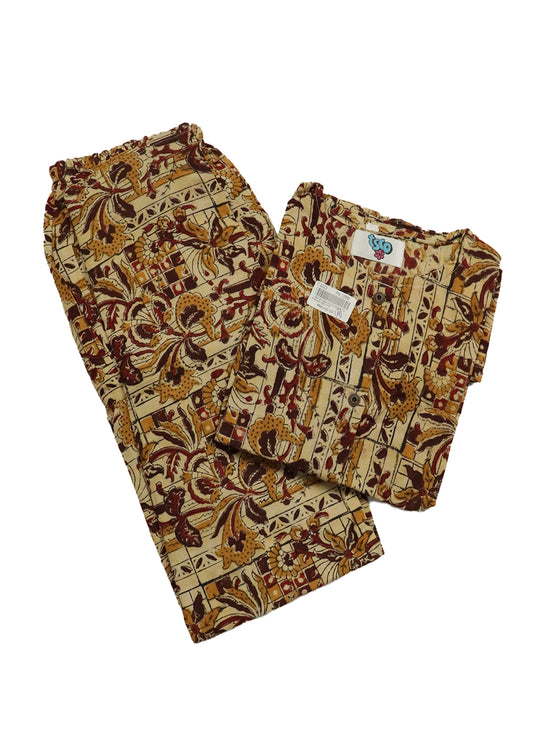 Beige-Multicolor Kalamkari night dress