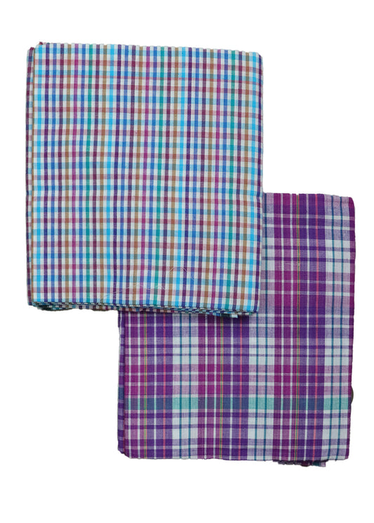 Handwoven colour check lungies (Pack of 2)