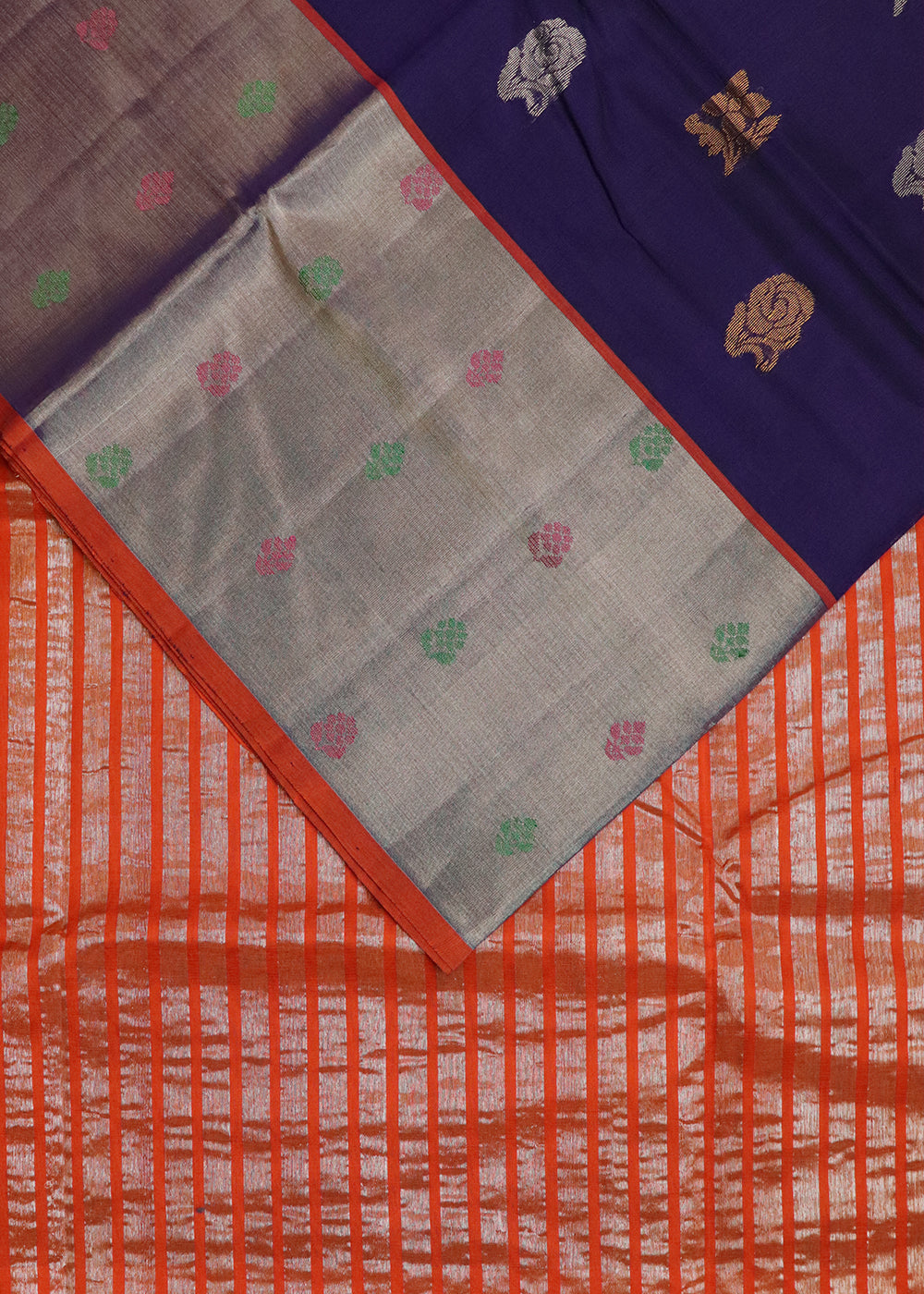 Denim blue color handloom venkatagiri sico saree
