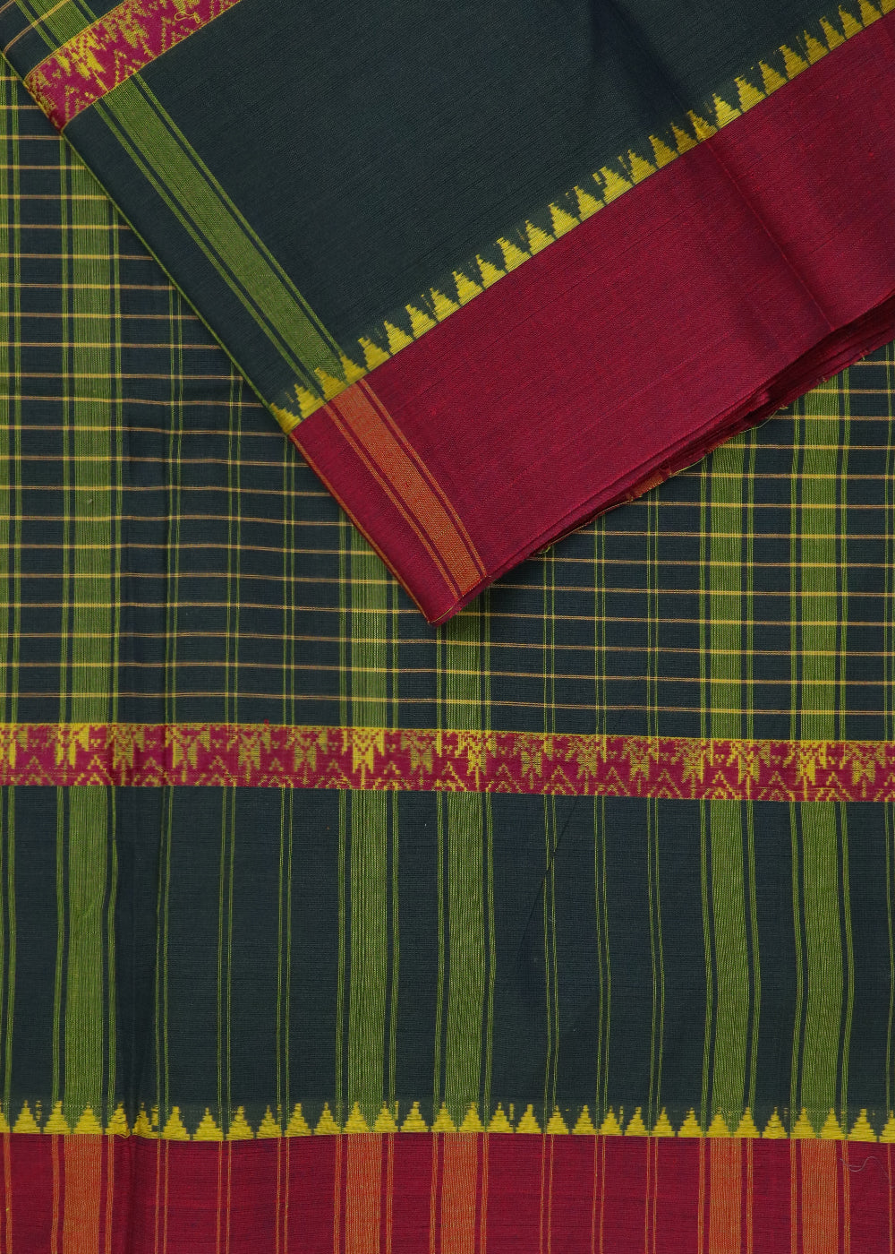 Green shade color narayanpet 9 yards cotton saree