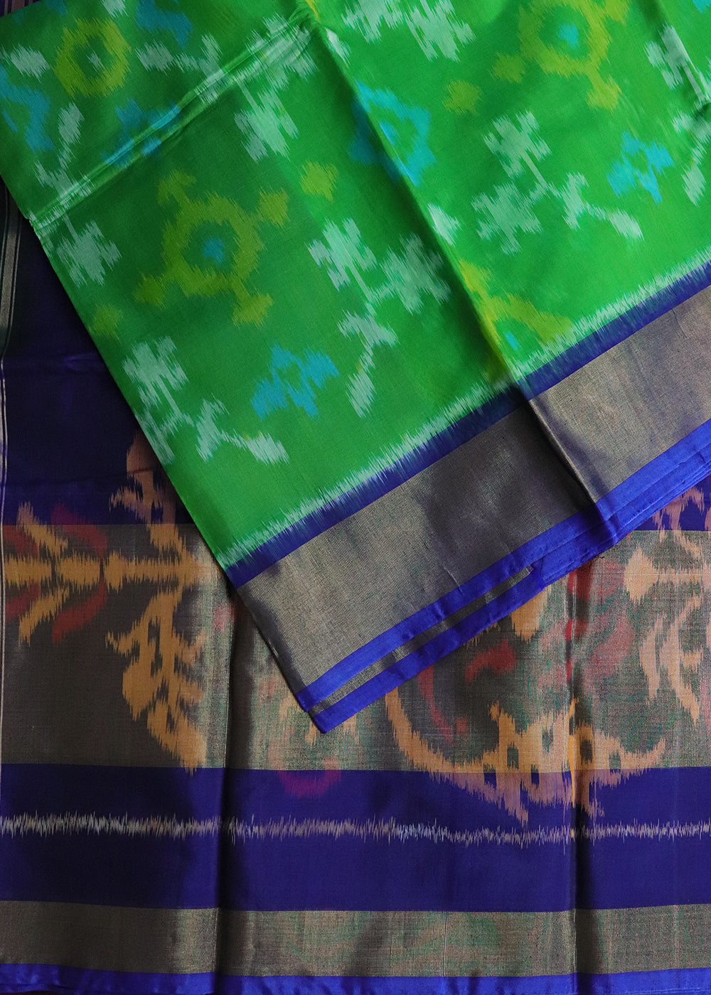 Green color handloom pochampally sico saree