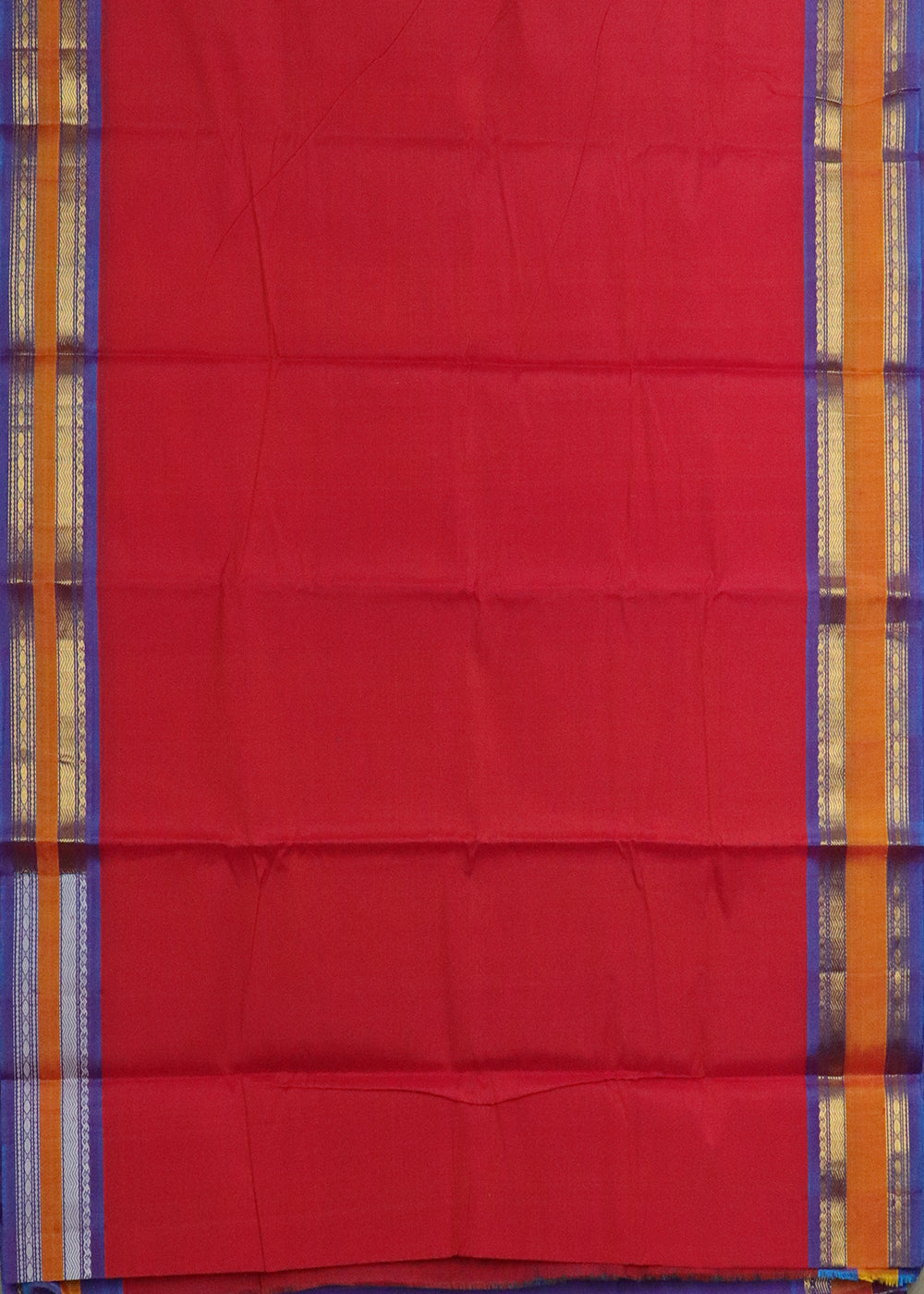 Carmine red color Handloom Gadwal sico saree