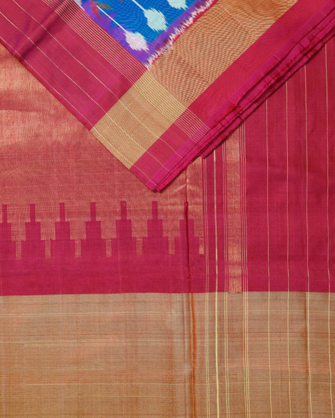 Sapphire blue color handloom rajkot silk saree