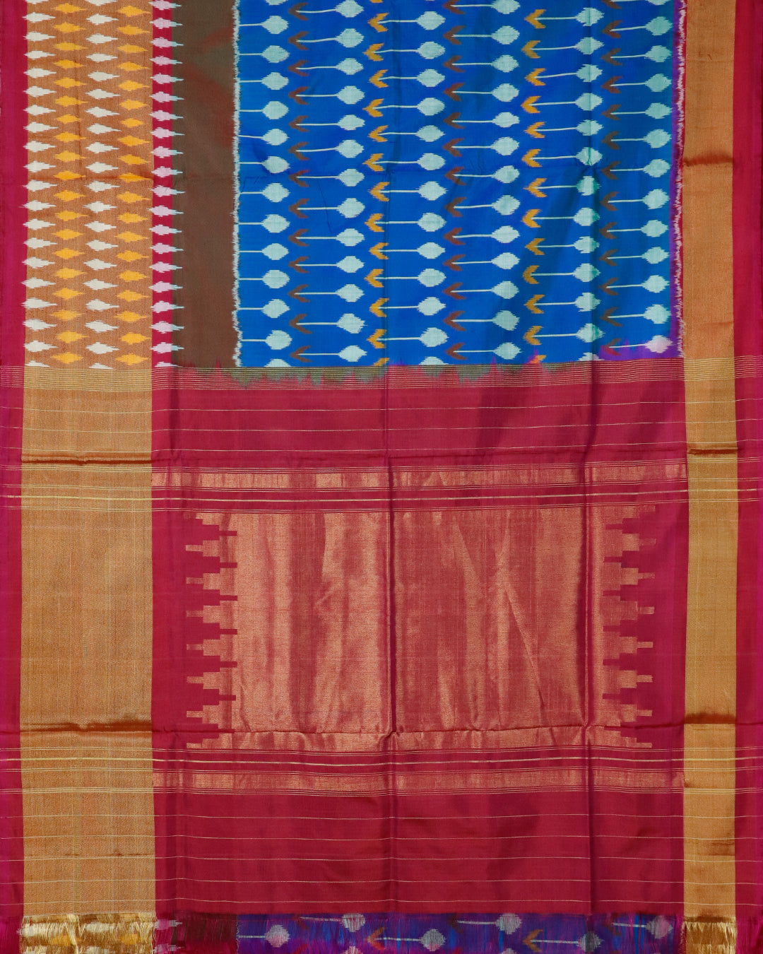 Sapphire blue color handloom rajkot silk saree