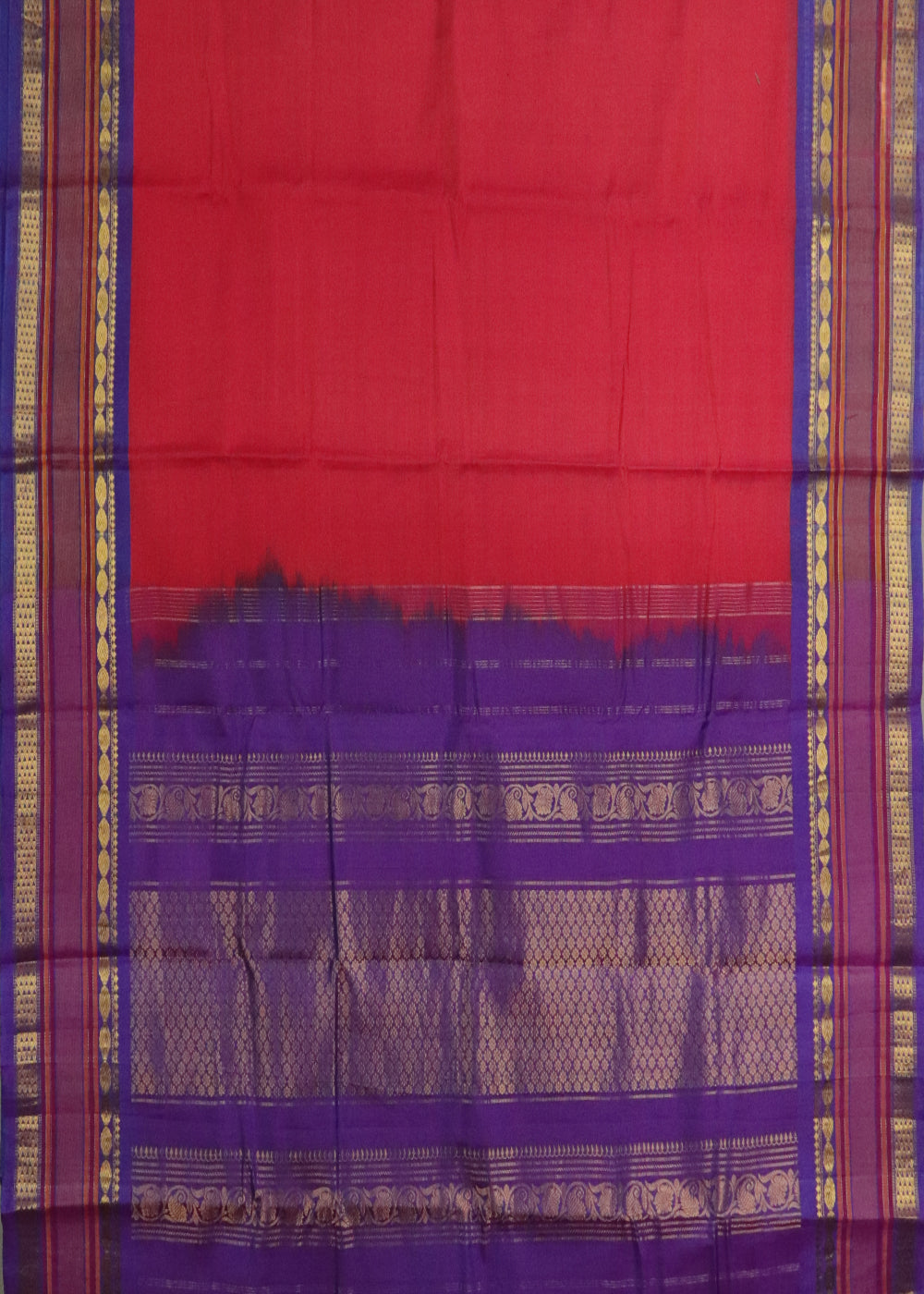 Ruby pink color Handloom Gadwal sico saree